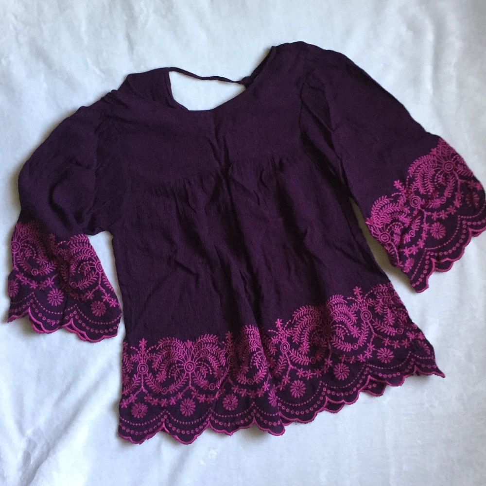 Perfect Purple Boho Embroidered Top